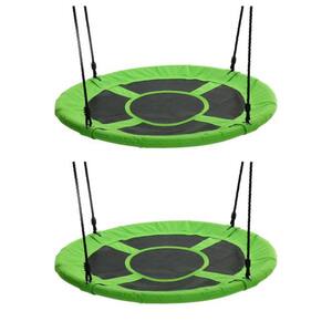 Giant 40 in. Green Web Outdoor Family Play Saucer Swing (2-Pack)