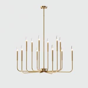Boise 40 in. 12-Light Brass Candlestick Transitional Island Chandelier for Kitchen Bedroom Living Dining Area