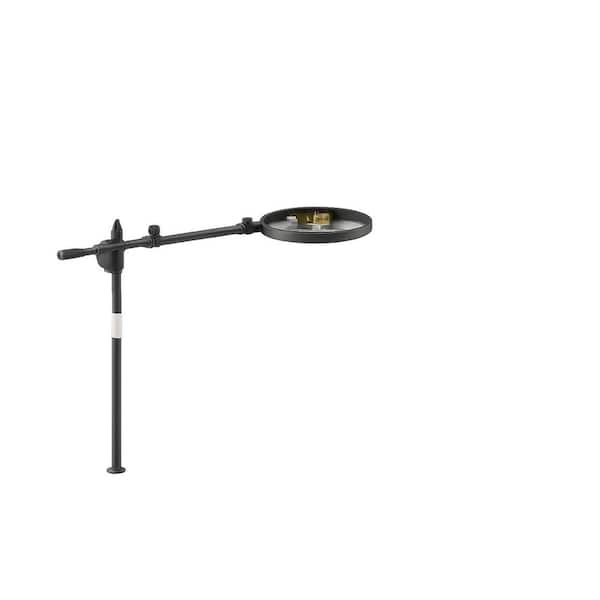 36.8 in. Black Plug-in Dimmable and Flexible LED Ring Magnifier Desk Lamp with Phone Holder for Content Creation