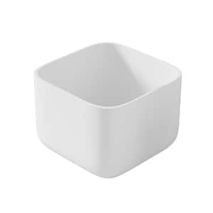 Composite Stone Solid Surface Square Vessel Sink in Whtie 16 in. L x 16 in. W x 11 in. H
