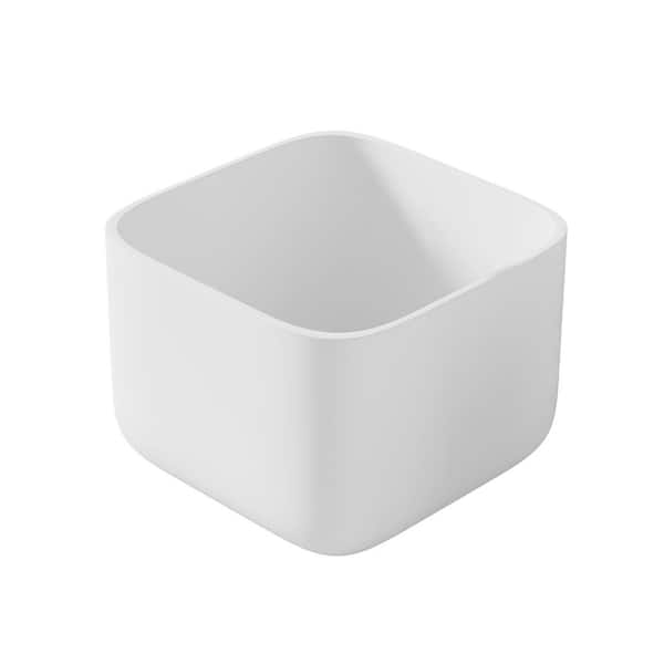 MEDUNJESS Composite Stone Solid Surface Square Vessel Sink in Whtie 16 in. L x 16 in. W x 11 in. H