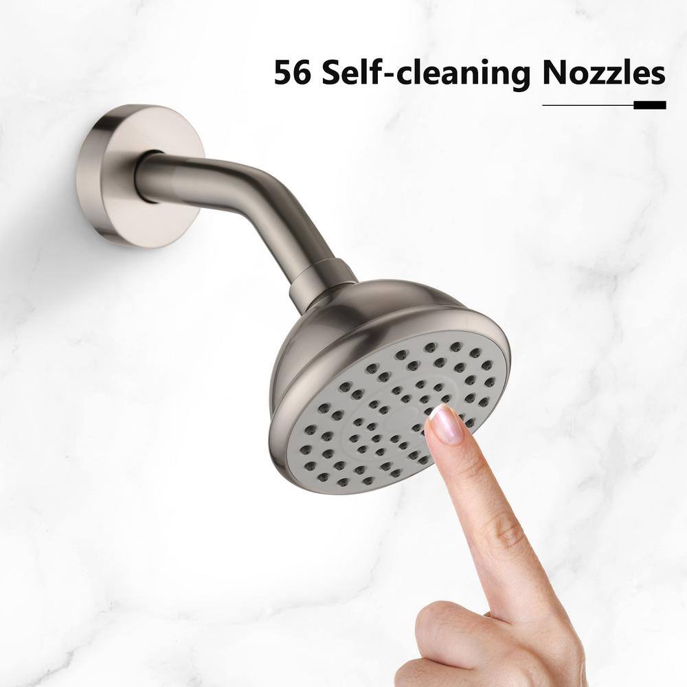 Brushed Nickel Dual Shower Head System with Body Jets