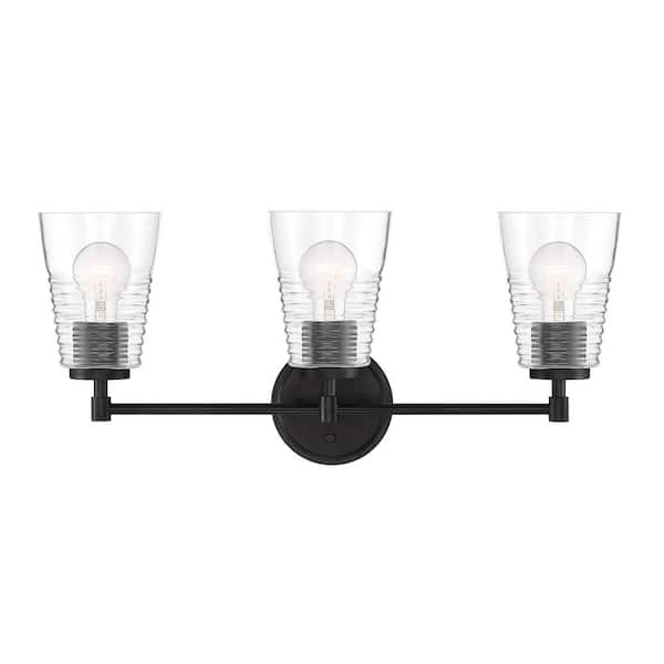 Designers Fountain Ingo 24 in. 3-Light Matte Black Modern Industrial ...