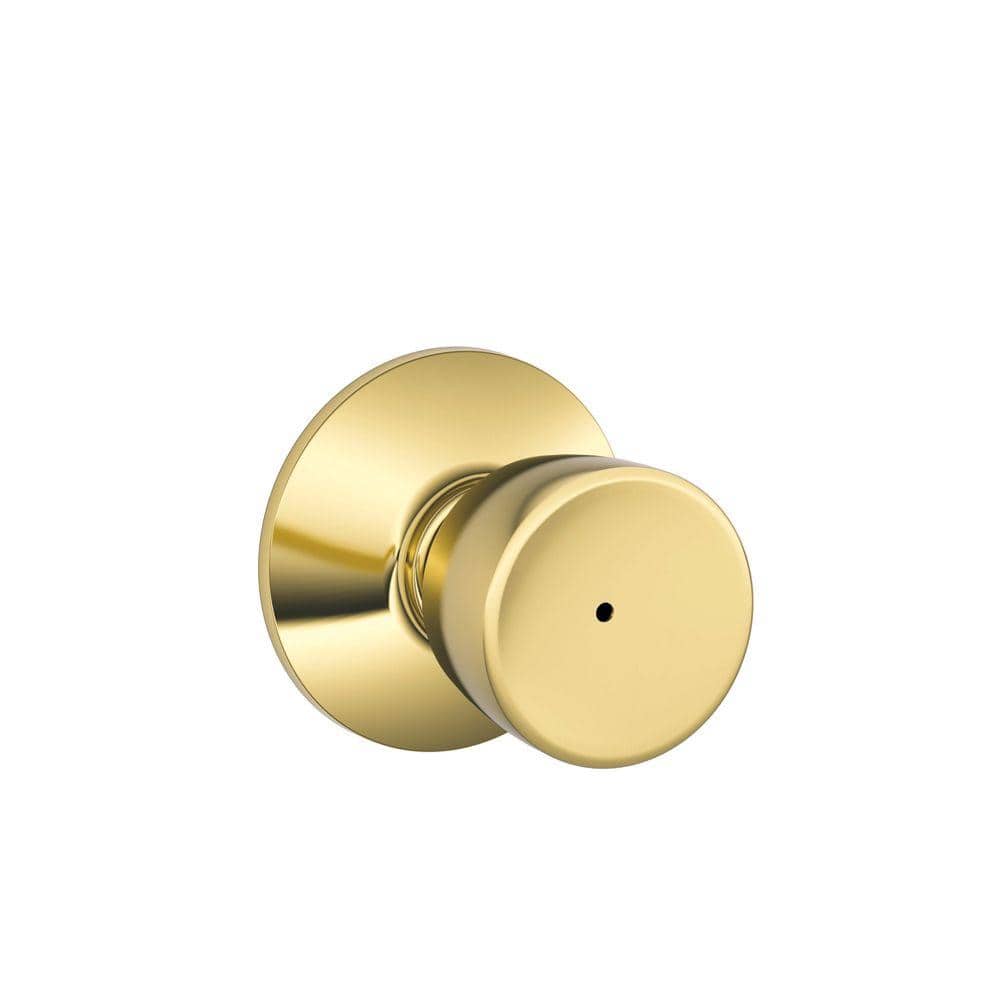 Schlage Bell Bright Brass Privacy Bed/Bath Door Knob F40 BEL 605 The Home  Depot