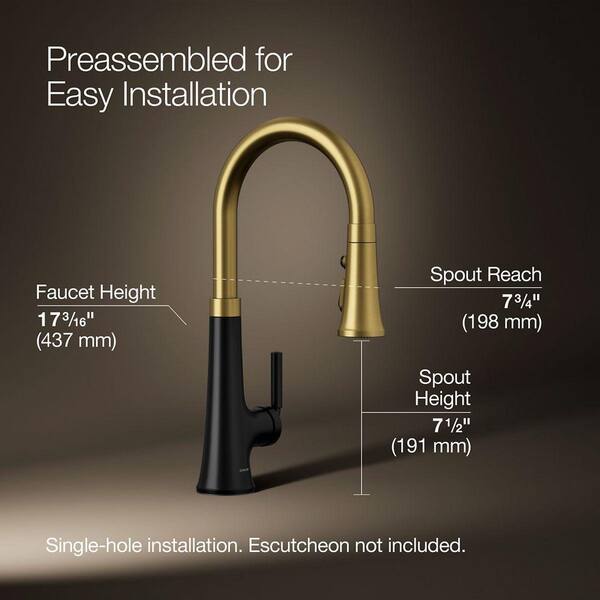KOHLER Tone Single Handle Pull Down Sprayer Kitchen Faucet in