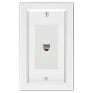 Woodmore 1 Gang Phone Wood Wall Plate - White