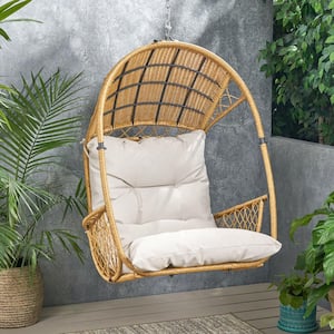 Malia Light Brown Removable Cushions Plastic Outdoor Lounge Chair with Beige Cushion