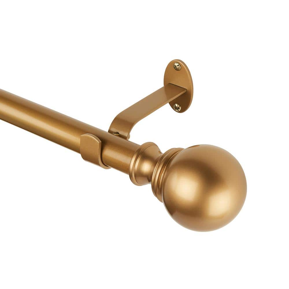 Cordelia Soft Gold Adjustable Curtain Rod with Globe Finials, 28"-48"