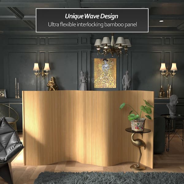 Bamboo Wave 48 in. Honey Room Divider