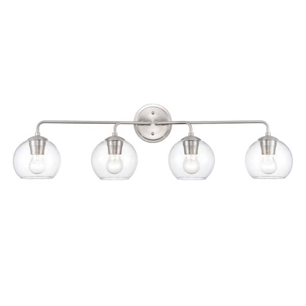 Millennium Lighting 35 in. 4-Light Brushed Nickel Vanity Light with Clear Glass Shade