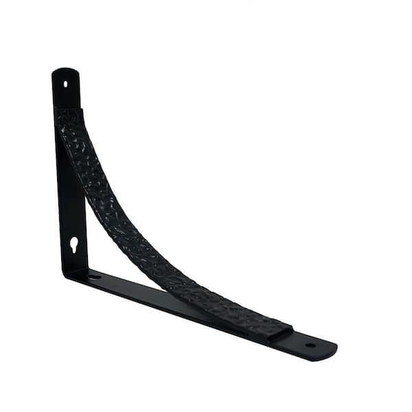 9in x 6. 5in Black Steel Hammered Arch Decorative Shelf Bracket