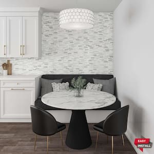 Xpress Mosaix Perfect-Fit White Carrara 12 in. x 18 in. Marble/Glass Random Linear Mosaic Tile (621.6 sq. ft./Pallet)