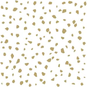 Confetti White Gold Terrazzo Paper Non-Pasted Non-Woven Metallic Wallpaper