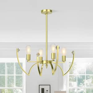 4-Light Gold Industrial Mid-Century Classic Chandelier Farmhouse Traditional Candlestick Chandeliers for Kitchen Island