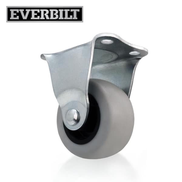 Everbilt 2 in. Gray Rubber Like TPR and Steel Rigid Plate Caster with 90 lbs. Load Rating