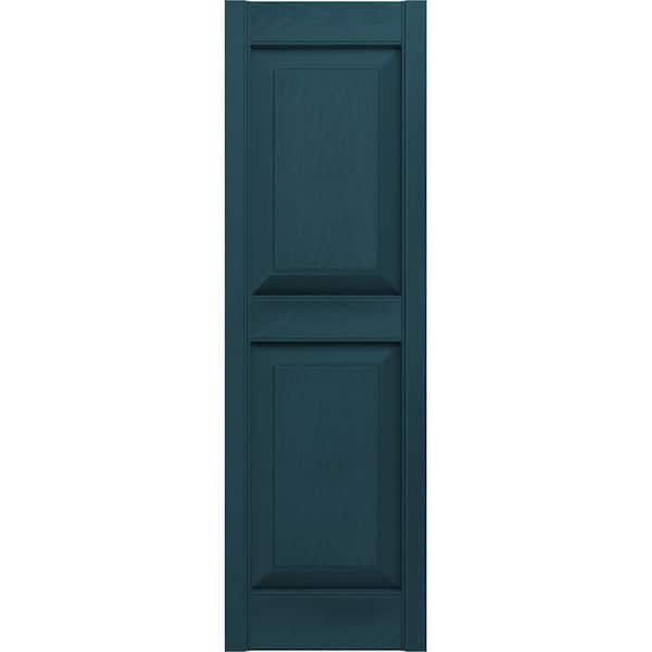 Builders Edge 12 in. x 71 in. Raised Panel Vinyl Exterior Shutters Pair in Midnight Blue