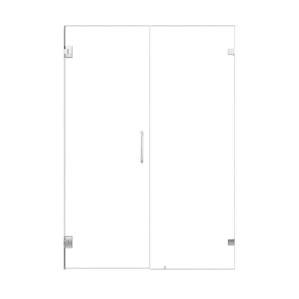 52" W x 74" H Frameless Chrome Glass Shower Door