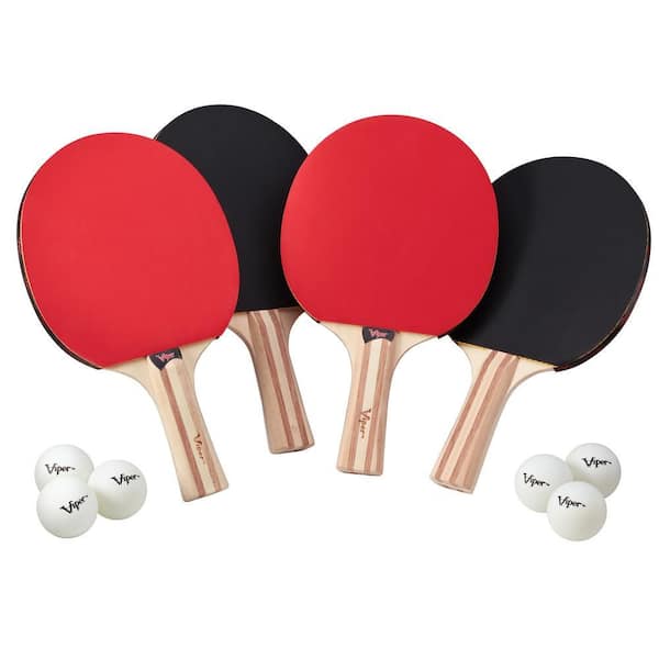 Table Tennis Racket 4-Pack Set with 6 Balls