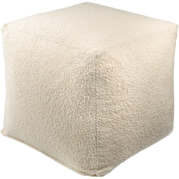 Livabliss Oskar Ivory Modern Polyester 18 in. L x 18 in. W x 18 in. H Pouf