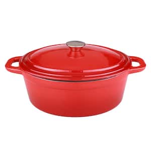Neo 8 Qt. Oval Cast Iron Red Casserole Dish with Lid
