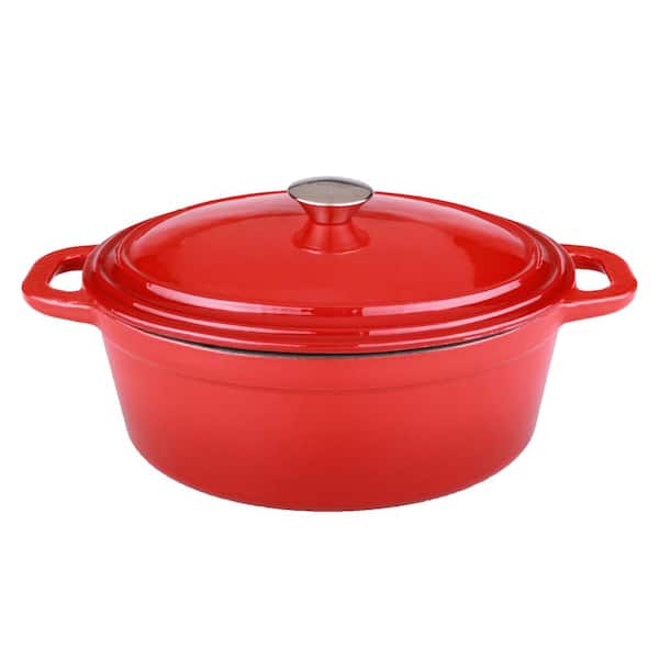 BergHOFF Neo 8 Qt. Oval Cast Iron Red Casserole Dish with Lid 2211278A -  The Home Depot