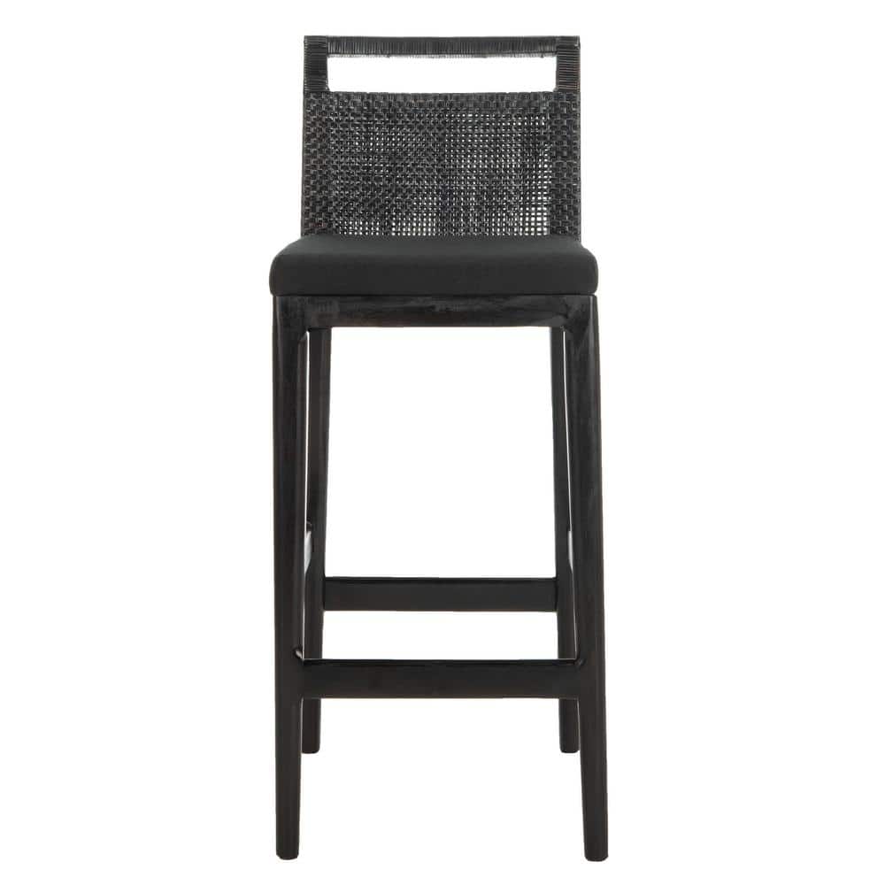 Maldives Inspired Transitional Black Bar Stool with Acrylic Cushion