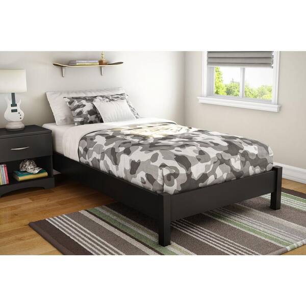 South Shore Step One Twin-Size Platform Bed in Pure Black