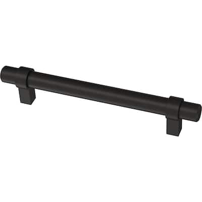 Essentials 5-1/16 in. (128mm) Center-to-Center Wrapped Matte Black Bar Pull (24-Pack)