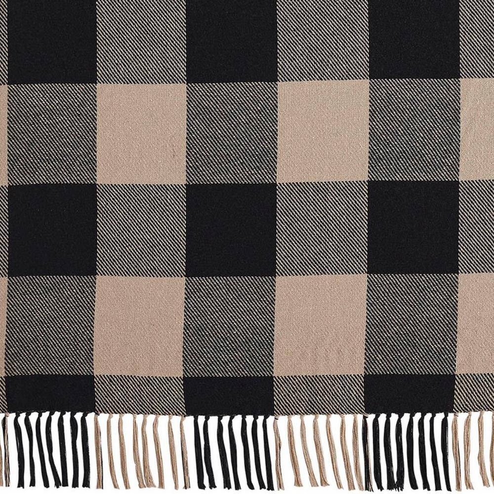 Black and Beige Checkered Cotton Throw Blanket 50x60