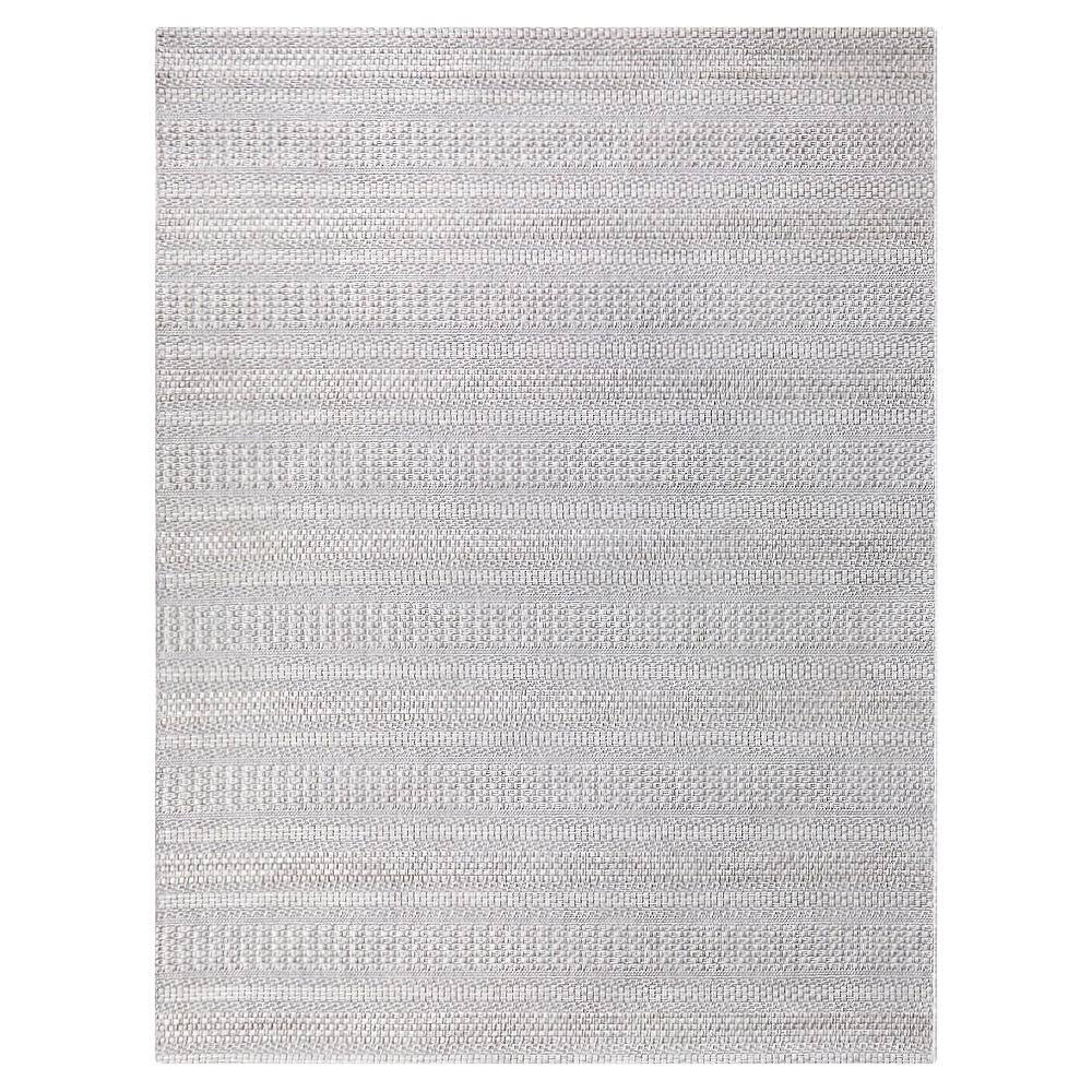 Hampton Bay Natural Ash Grey 5 ft. x 7 ft. Striped Indoor/Outdoor Patio