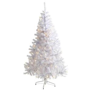 6 ft. Pre-Lit White Artificial Christmas Tree with 250 Clear LED Lights