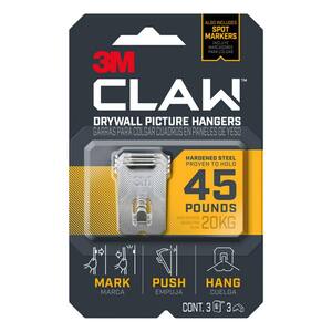 CLAW 45 lbs. Drywall Picture Hanger with Temporary Spot Marker (Pack of 3-Hangers and 3-Markers)