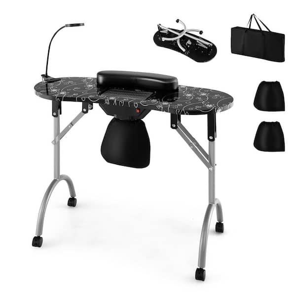 その他 SUITCASE NAIL DESK Byootique Portable Desk Cart, Rolling Manicure/Nail Table, Makeup