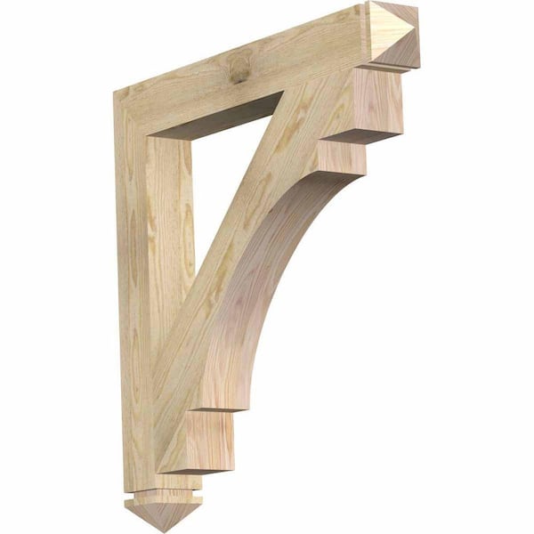 Ekena Millwork 4 in. x 32 in. x 32 in. Douglas Fir Merced Arts and Crafts Rough Sawn Bracket