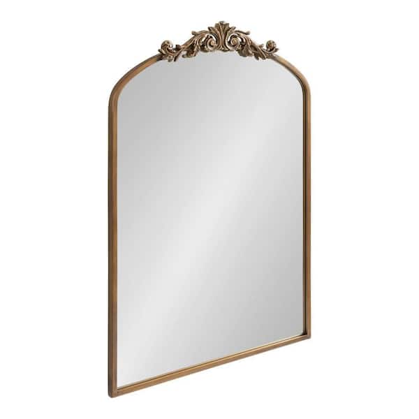 Kate and Laurel Arendahl 36 in. x 23.75 in. Traditional Arch Gold Framed Decorative Wall Mirror