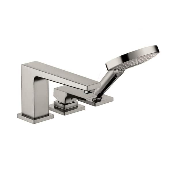 Metropol 2-Handle Deck-Mount Roman Tub Faucet with Hand Shower in Brushed Black Chrome Valve Not Included