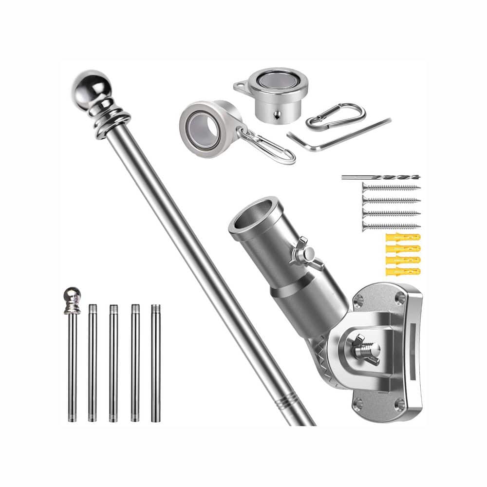 6 ft. Stainless Steel Flagpole Kit with Adjustable 180 Degree Bracket and Aluminum Alloy Rotating Rings price history on PriceWatchPro