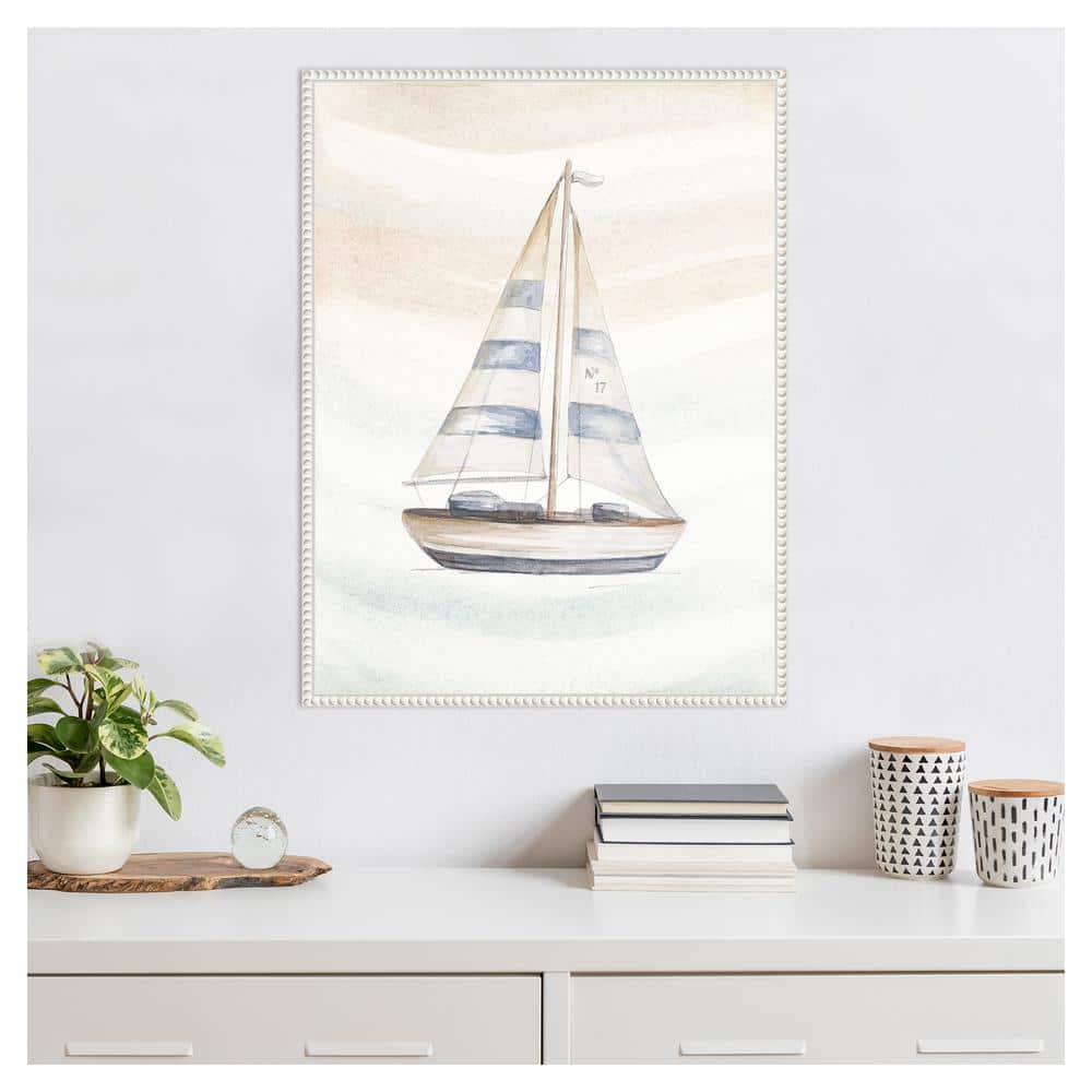 Nautical Sailboat Canvas Print with Beaded Frame