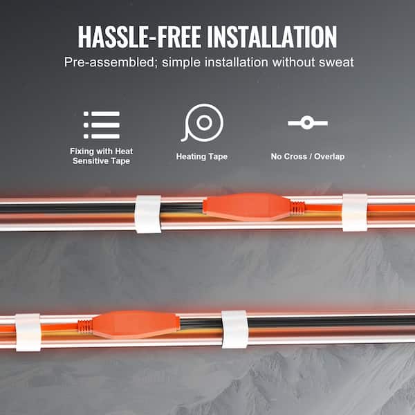 VEVOR 80 ft. Pipe Heat Cable Self-Regulating 5W/ft to 8W/ft