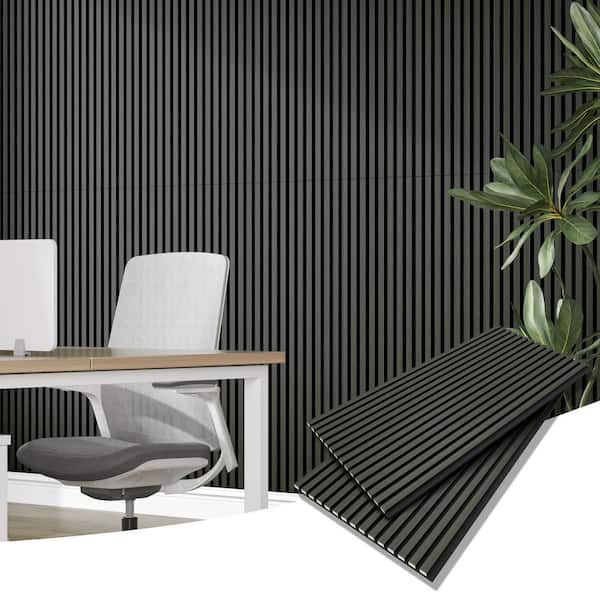 47.2 in. x 23.6 in. Natural Black Color Rectangle Wood Wall Panels Decorative Sound Proof Shiplap Panel (2-Pack)
