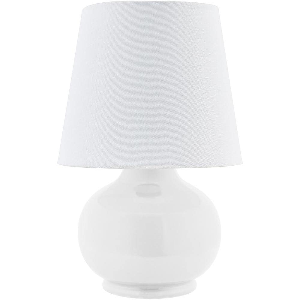 White Ceramic Bell Shade Table Lamp with Cotton Shade