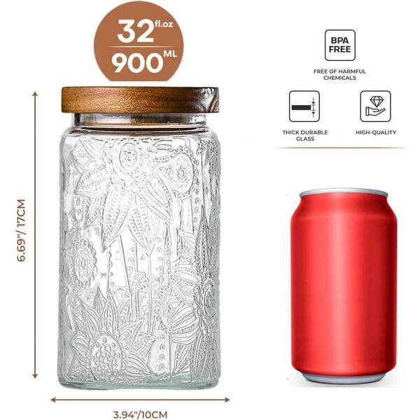 Lynzavix 1-Piece Airtight Stackable Vintage Glass Jar with Lid