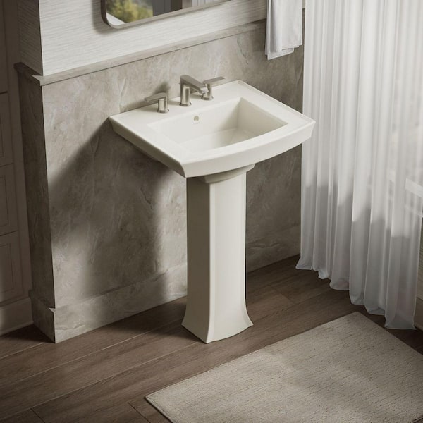 KOHLER Archer 24 in. x 22 in. Pedestal Bathroom Sink in Biscuit Vitreous China