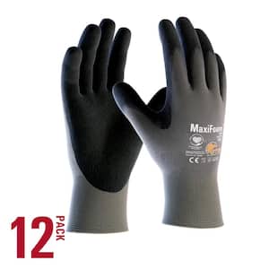 MaxiFoam Lite Men's Large Gray Nitrile-Coated Grip Abrasion Resistant Outdoor and Work Gloves (12-Pack)