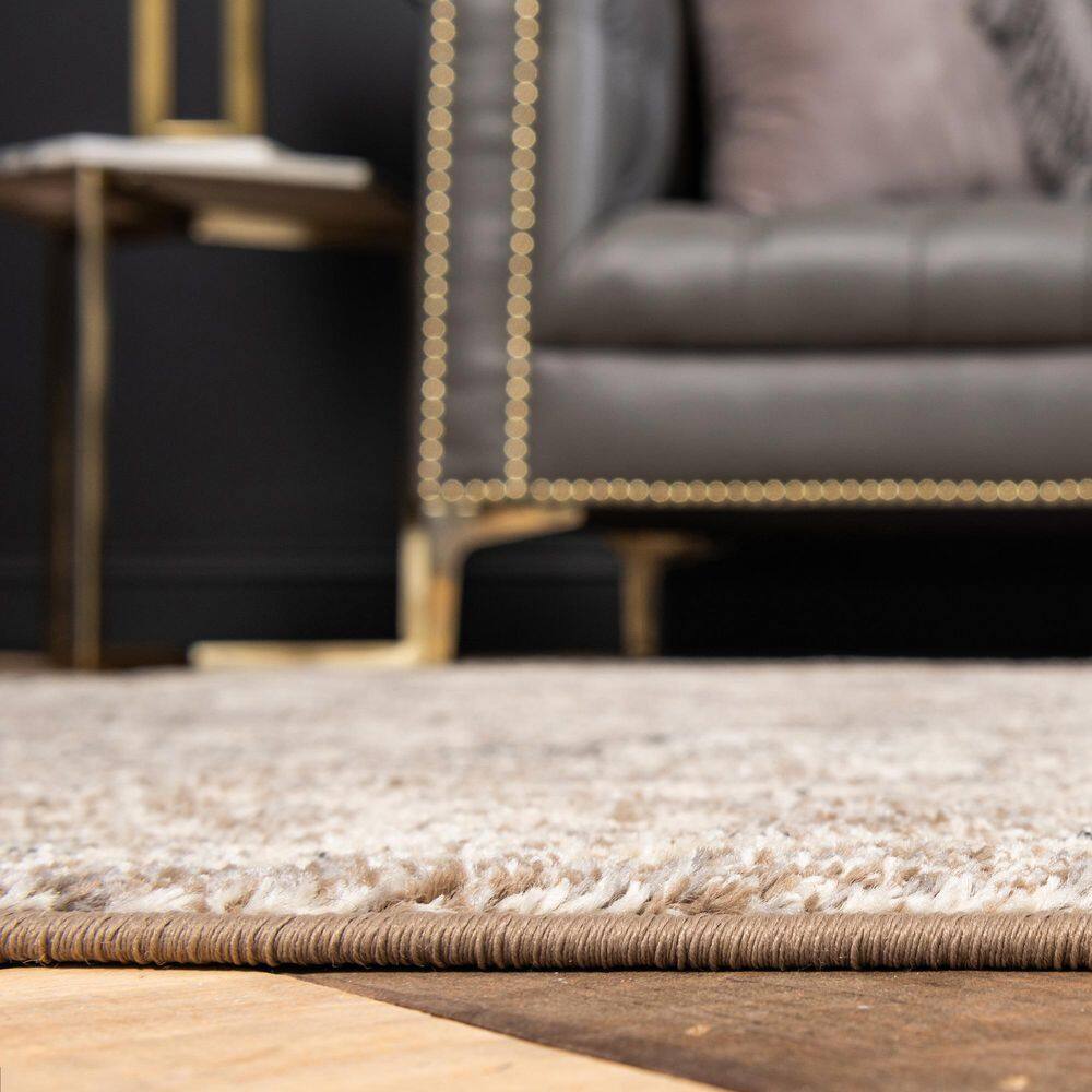 Light Brown Floral Synthetic Rectangular Area Rug
