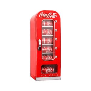 Retro Vending Machine Mini Fridge12V DC 110V AC, 10 Can Cooler with Push-Button Vending Action