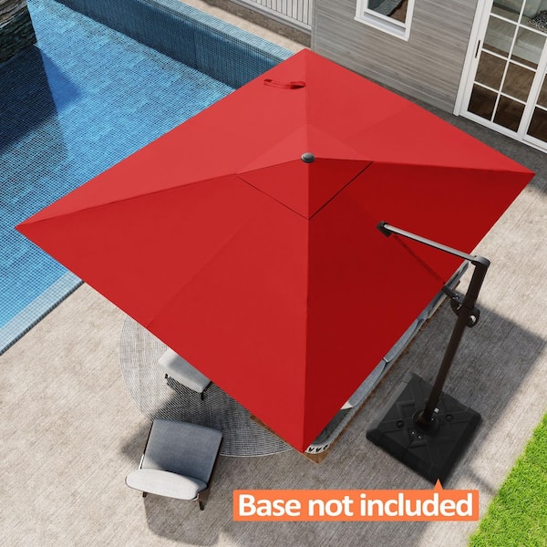 Pellebant 11 ft. x 9 ft. Rectangular Aluminum Heavy-Duty 360° Rotation Cantilever Patio Umbrella in Red