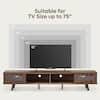 Bestier 70 in. Mid-century TV Stand Fits TV up to 75 in. with LED Light Sliding Door and 4 Open Shelves Walnut USTHDCZUS-T017B-ANCABT-M