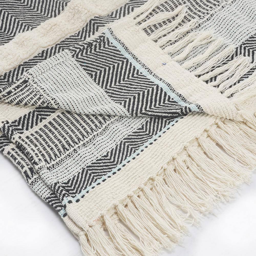 Organic Cotton Herringbone Striped Throw Blanket, 50" x 60", Multi