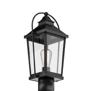 Newcastle 1-Light Black Steel Hardwired Outdoor Weather Resistant Dusk to Dawn Post Light with No Bulbs Included